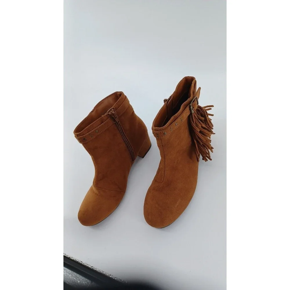 Children place Girls Boots Tan Fringe Gold Studded Size 5